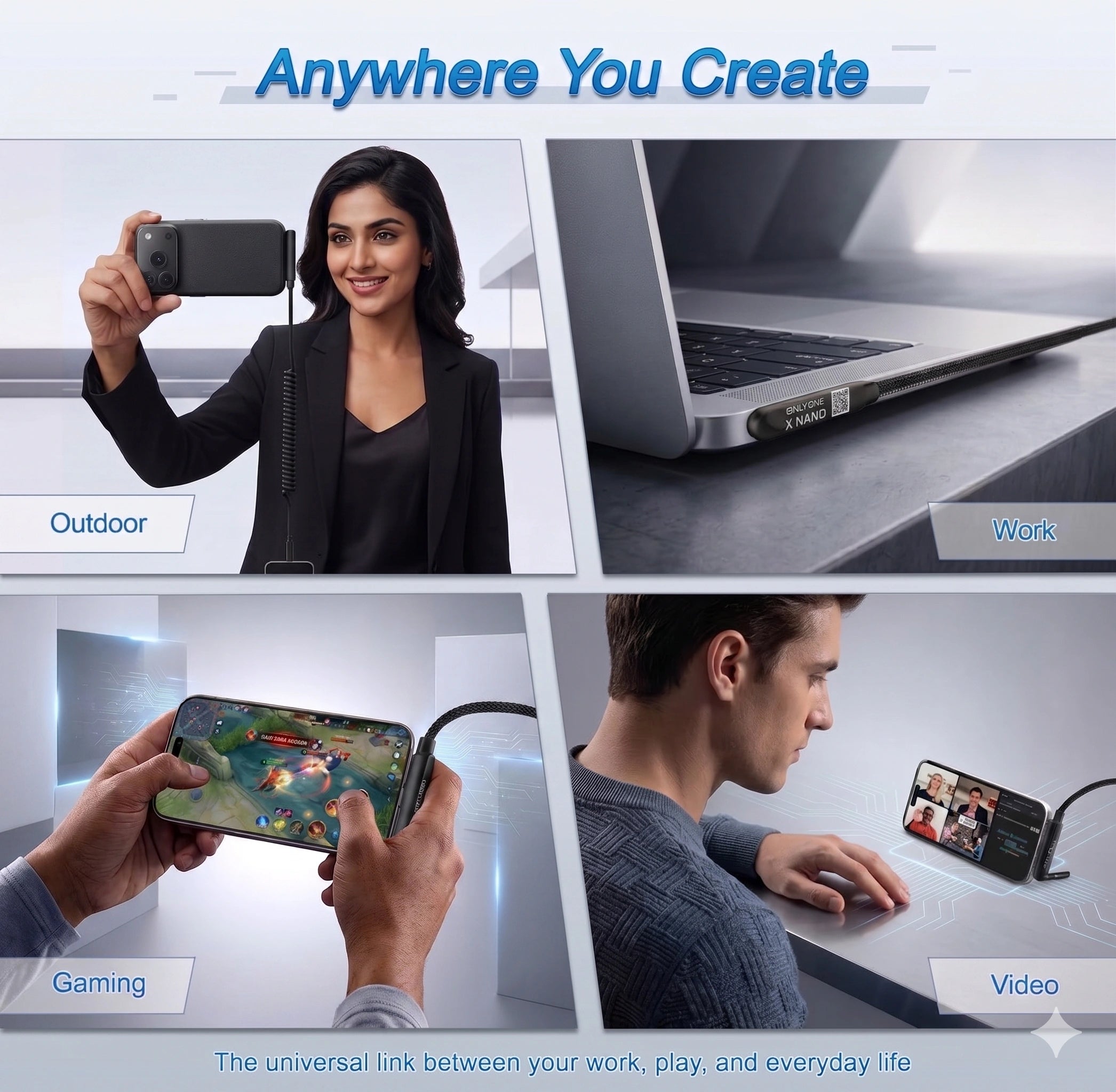 XIMAND 240W PD Fast Charging Cable – Invisible Holder USB-C Charger